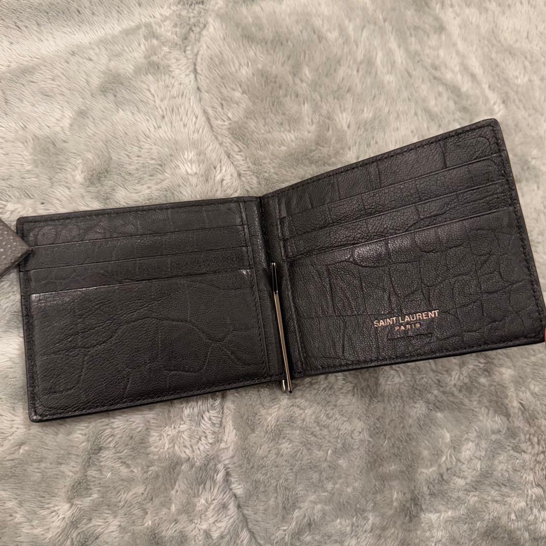 ⭐️極美品⭐️　サンローラン　YSL カサンドラ　クロコ型押し　マネークリップ
