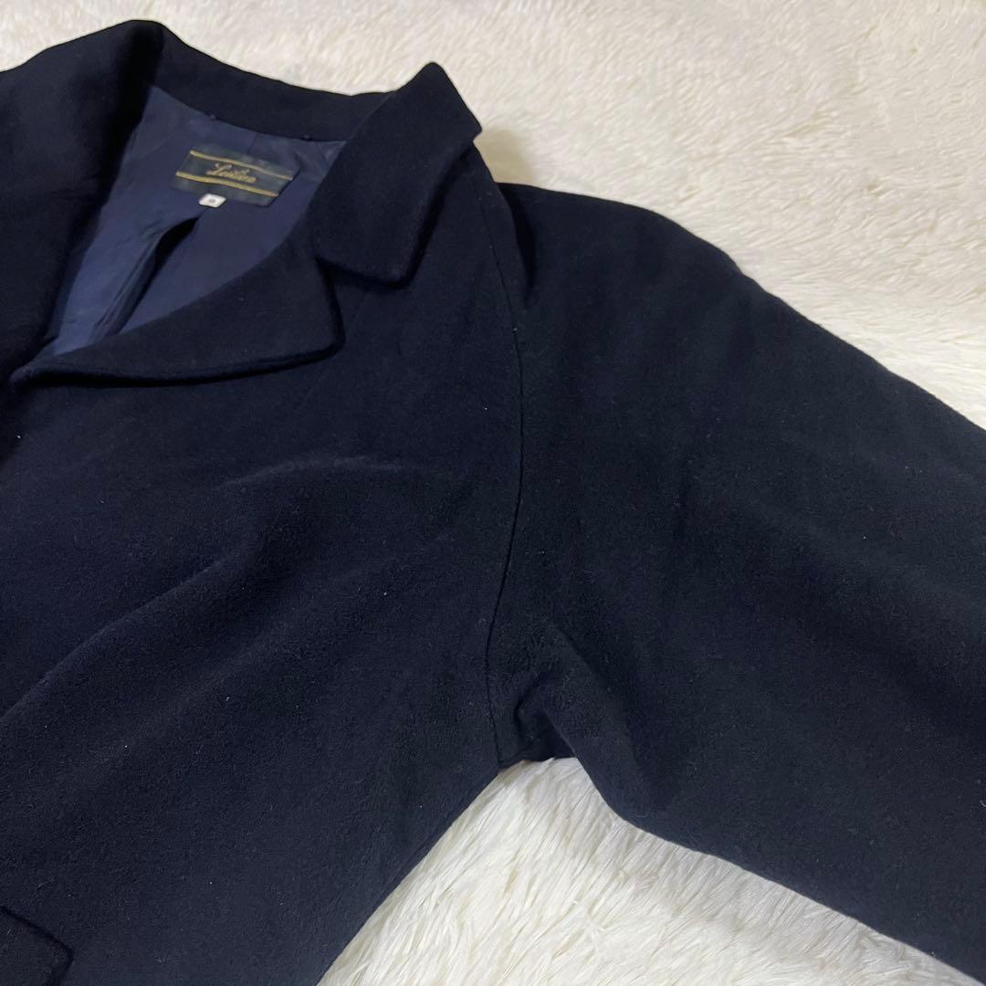 最高級 レリアン ロロピアーナ カシミヤ100 ロングコート ドルマン袖 紺 9