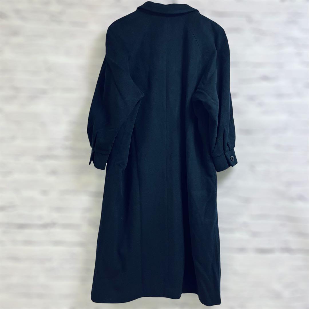 最高級 レリアン ロロピアーナ カシミヤ100 ロングコート ドルマン袖 紺 9