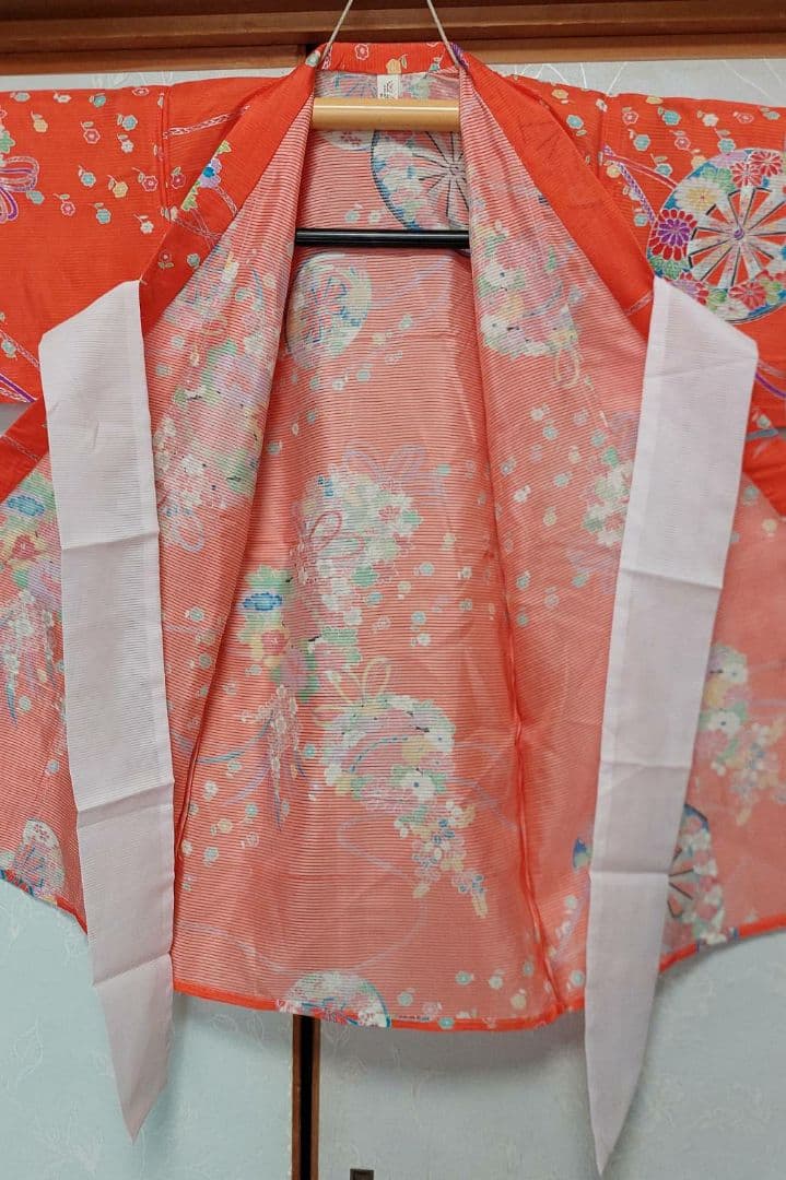 NA110アンティーク子供着物夏用絽綺麗着丈73センチ裄丈40センチ