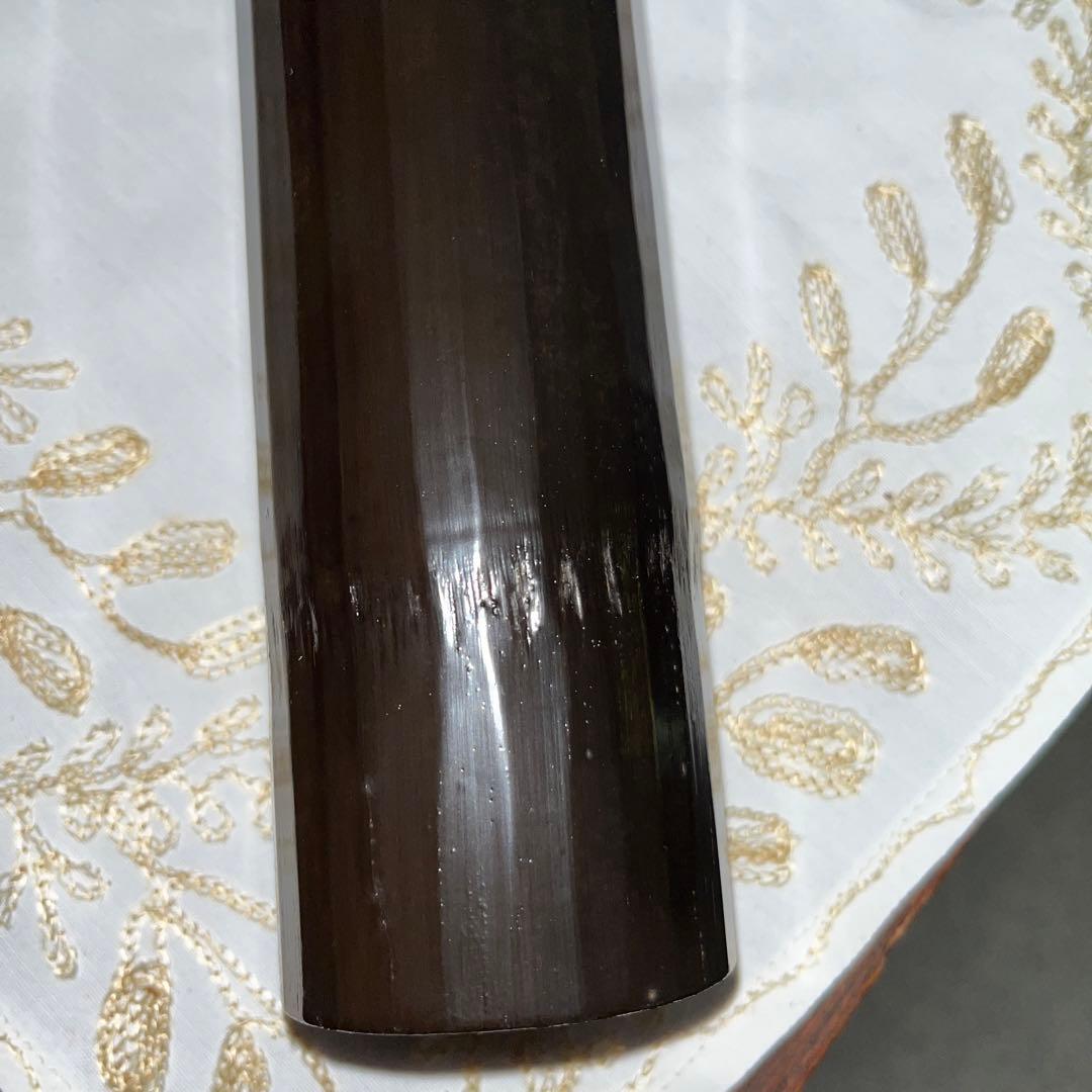 二代目　田辺雲斎作　漆　や竹花入　蘇鉄図