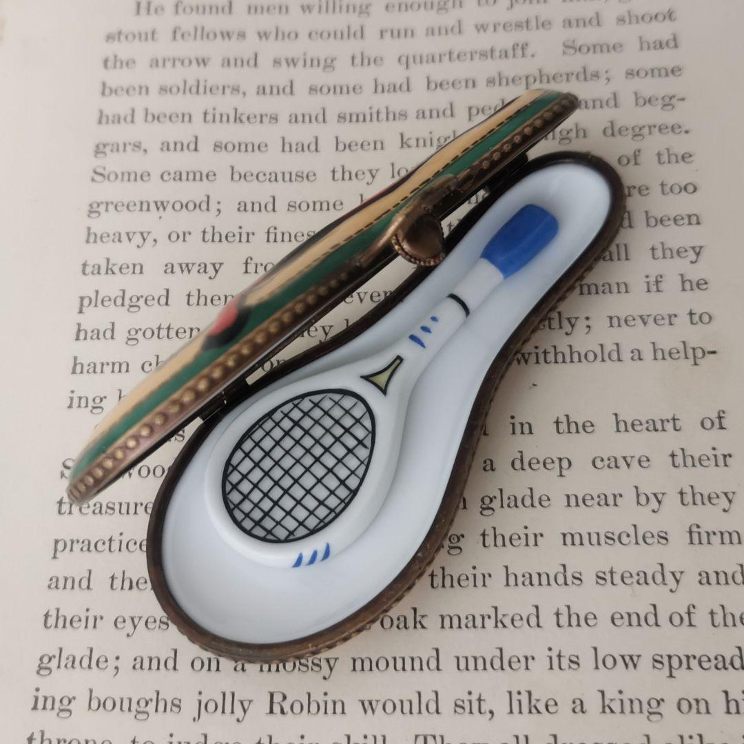 限定製産リモージュボックス　テニスラケット＆ケース　ミニチュア　フランス製　陶器