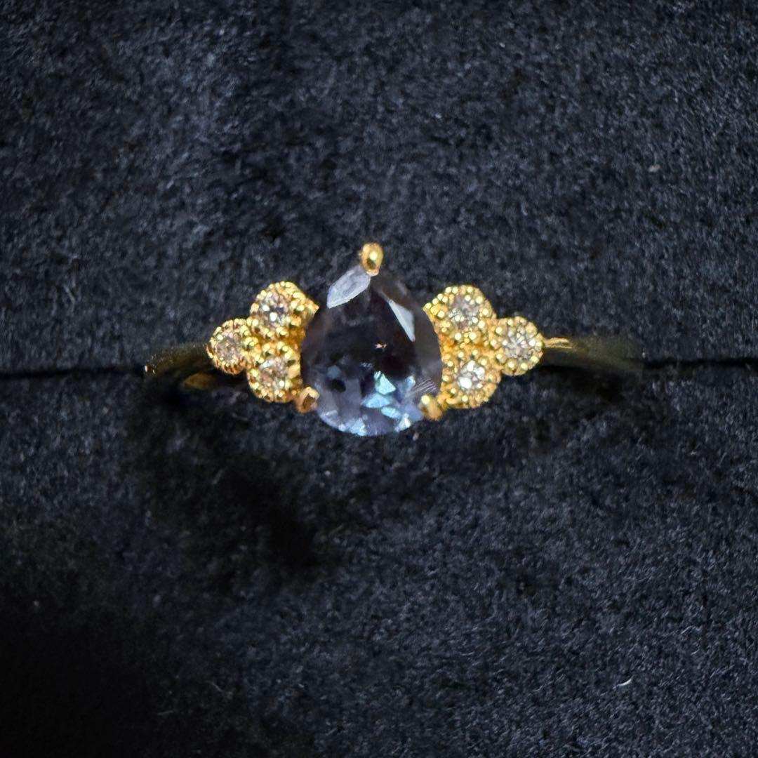 K18 べキリブルー ガーネット リング