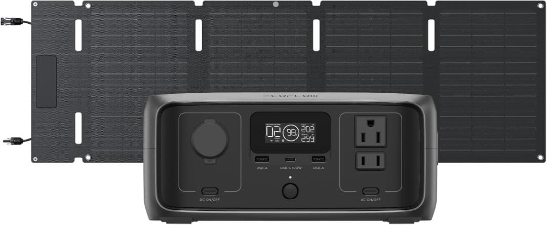 新品 EcoFlow ポータブル電源  3 + 45Wソーラーパネル.