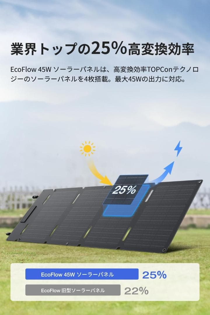 新品 EcoFlow ポータブル電源  3 + 45Wソーラーパネル.