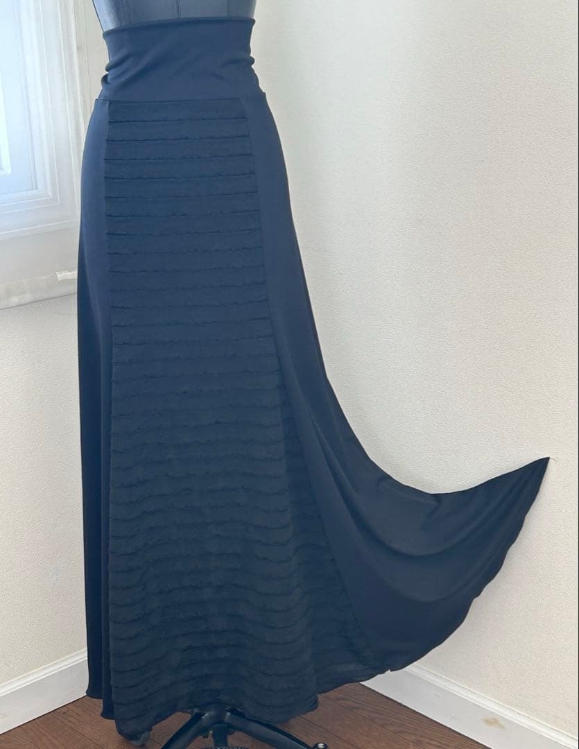 ファルダ　BKリボンフリル×無地　 ハイウエスト　フラメンコ　衣装　レッスン着