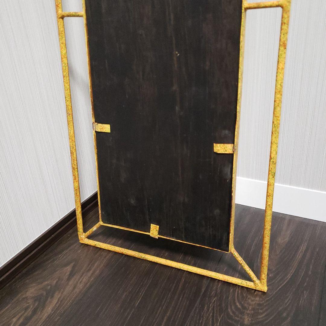 太陽 アイアン ウォールミラー 姿見 82×32cm 鉄 壁掛け鏡 ヴィンテージ