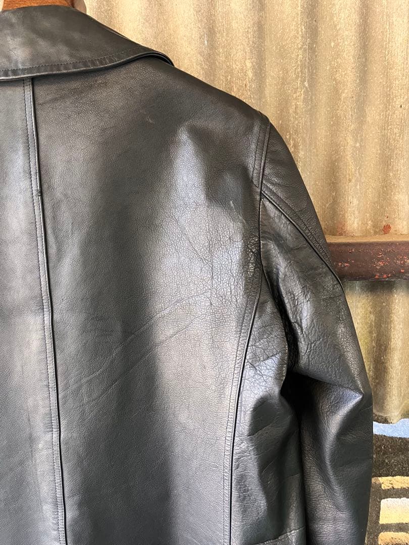 SHIPSシップス　バッファローレザーカーコートMブラック