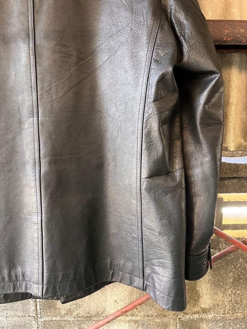 SHIPSシップス　バッファローレザーカーコートMブラック