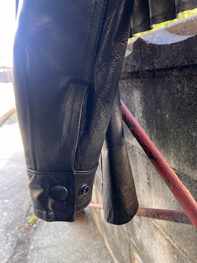 SHIPSシップス　バッファローレザーカーコートMブラック