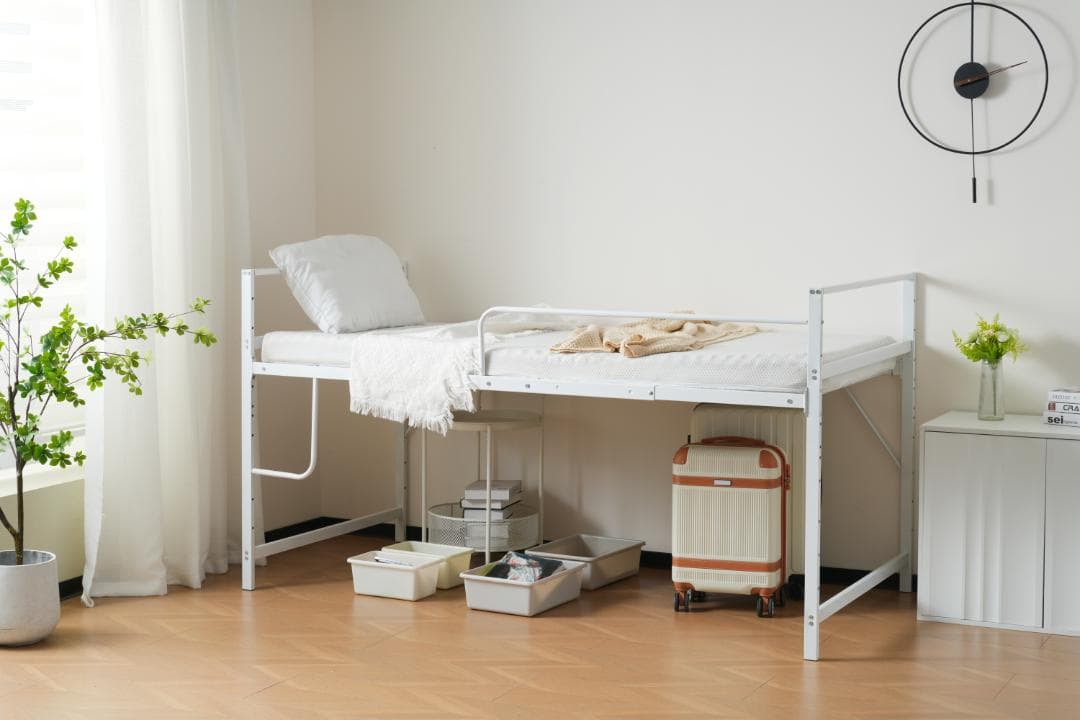 人気再入荷！ロフトベッド （S）収納 一人暮らし【高さ調整出来る】WHITE