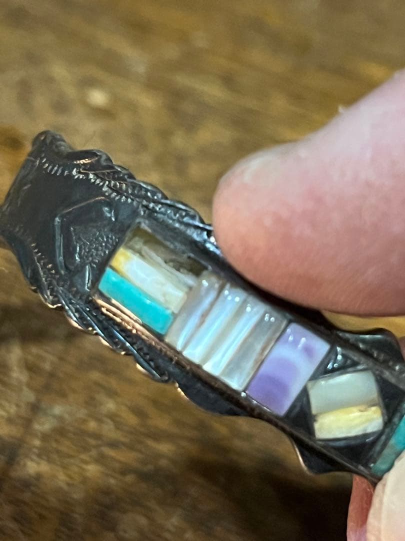 ヴィンテージスターリングシルバー　ズニ族 バングル