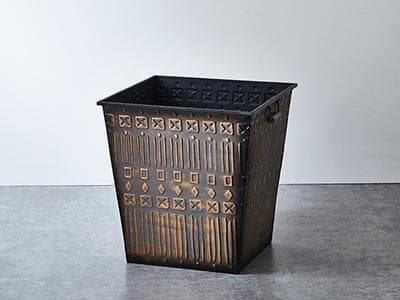 角 大型 バスケット ブリキ バケツ プランター 植木鉢 収納 小物収納 持ち手