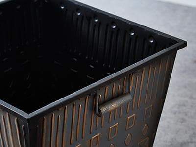 角 大型 バスケット ブリキ バケツ プランター 植木鉢 収納 小物収納 持ち手