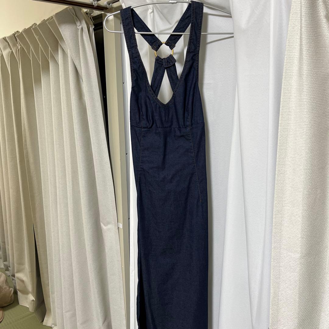 D&G☆ デニム クロスストラップ ロングスカート