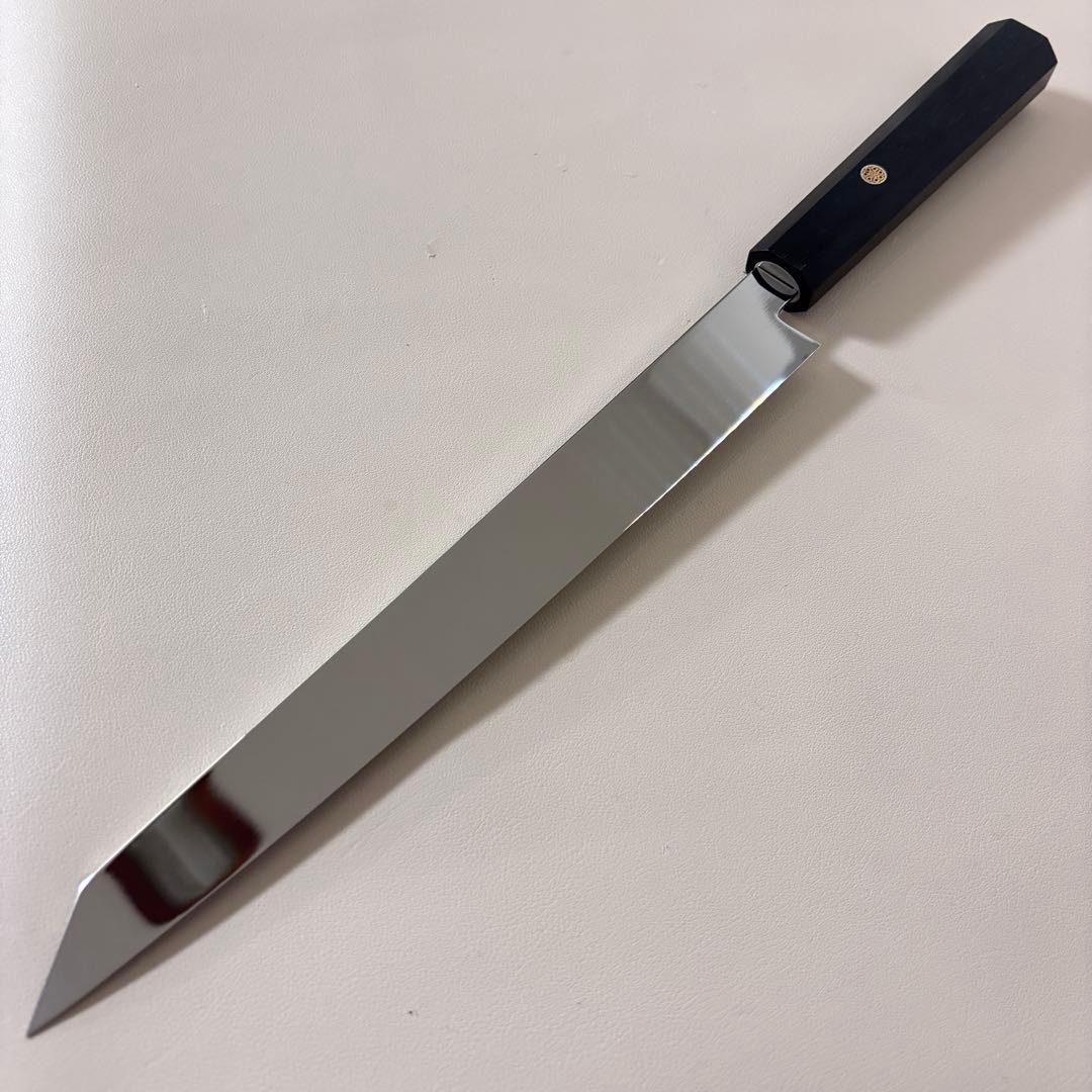 【特価限定】270mm 切付柳刃包丁 鏡面　黒檀八角柄 刺身包丁 「全鋼」'ᘗ