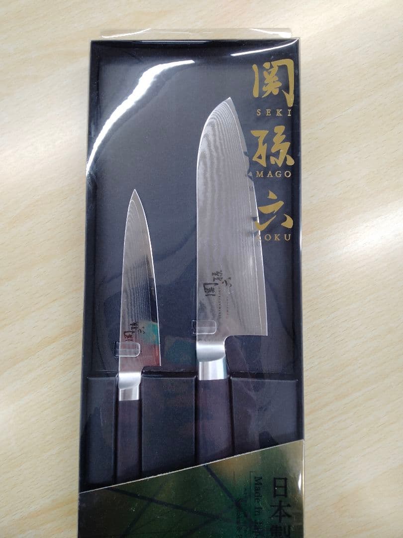 ☆安仁屋☆関　孫六ダマスカス三徳&ペティナイフ2本セット