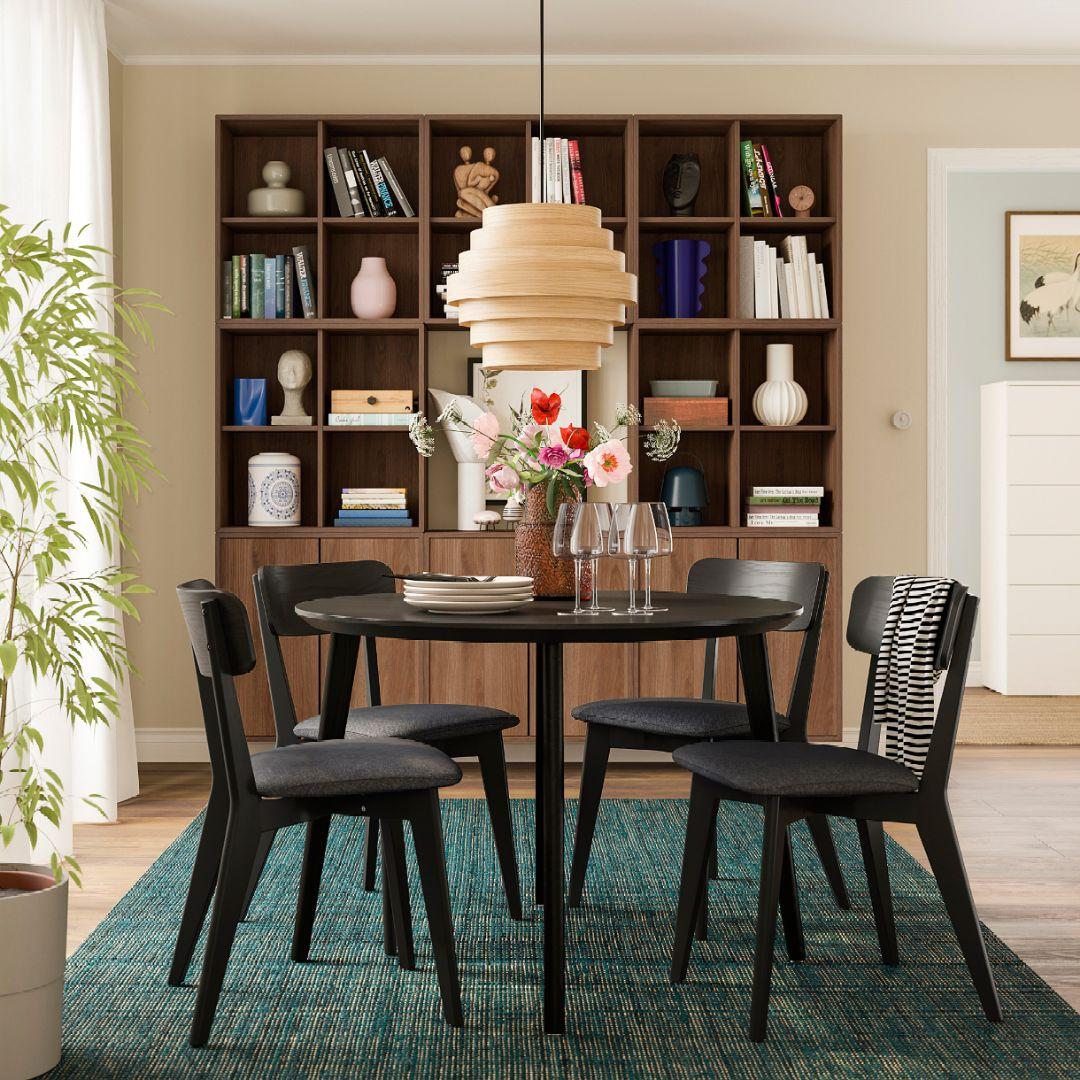 【発送1月中旬〜】IKEA リーサボー黒 ラウンドダイニングテーブル