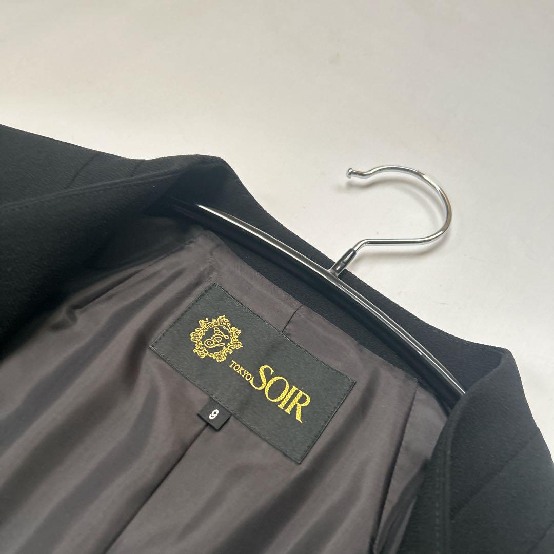 タグ付き新品 東京ソワール ノーカラーロングコート ジャケット フォーマル 黒