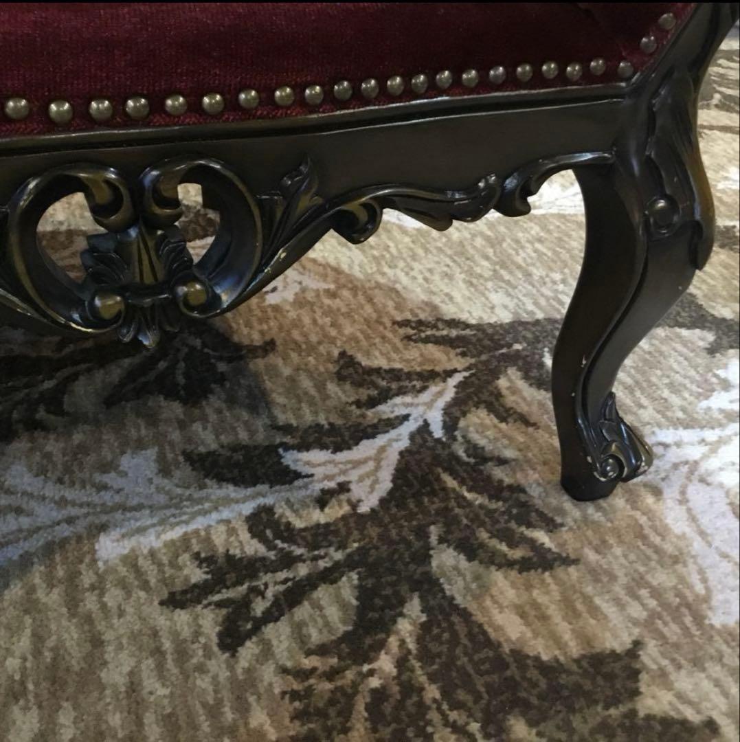 【アデム】SYMPHONY ロココスタイルソファ 赤(やや汚れ傷あり)