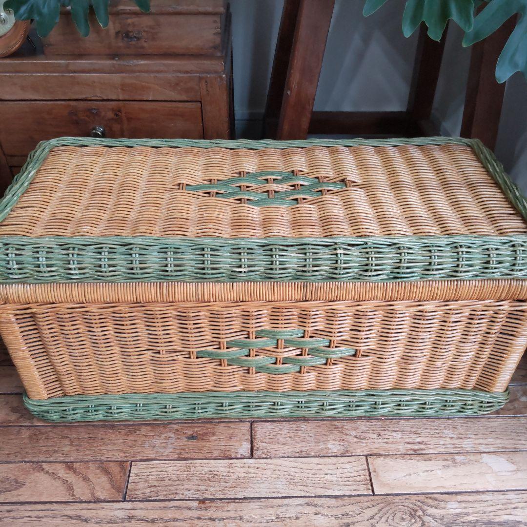 【ラタンの収納ボックス】籐家具 昭和レトロ 北欧 ヴィンテージ アンティーク