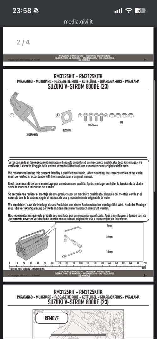 givi RM3125KIT Vストローム800DE GSX-8S マッドガード