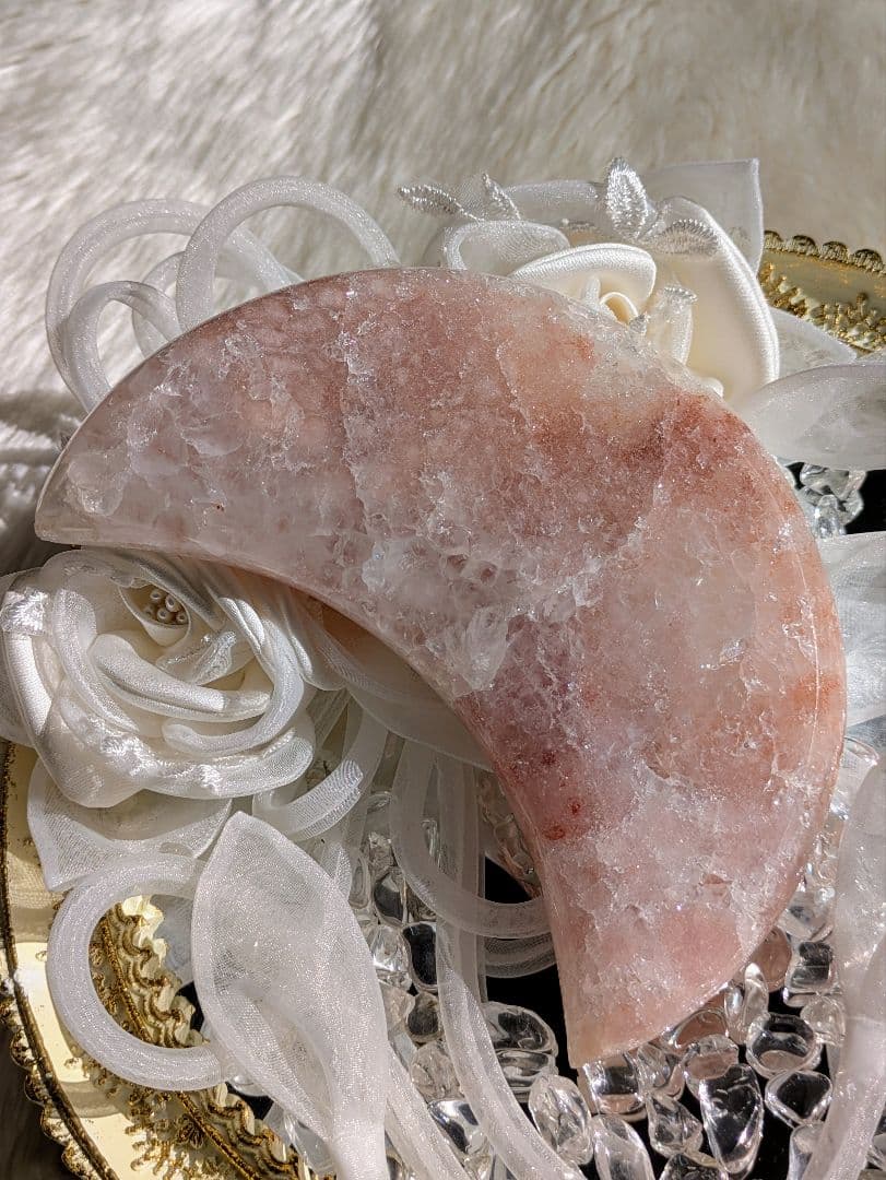 希少　高品質　♡ピンクアメジスト　月♡　ジオード　虹　花