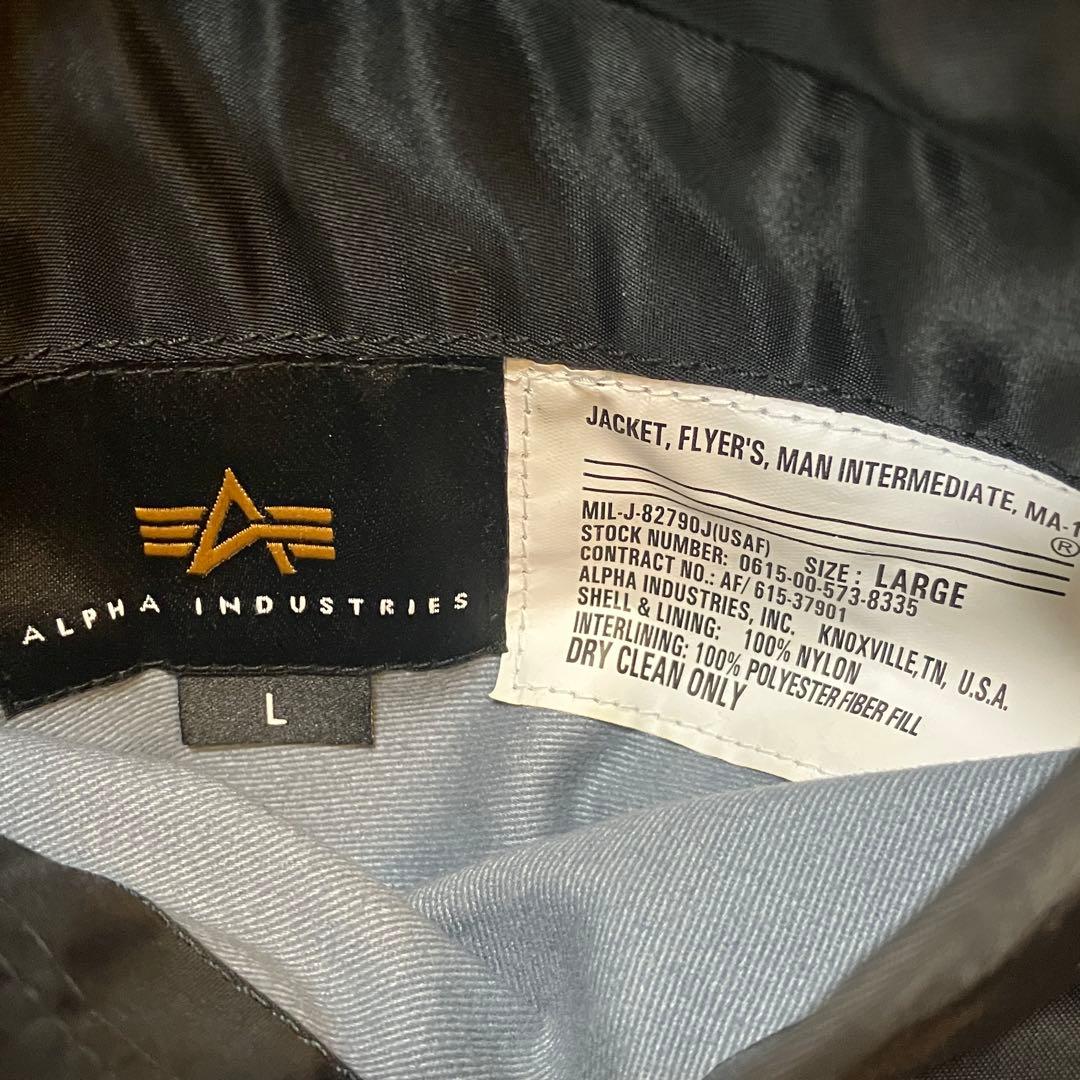 alpha ma-1 中綿 ミリタリー フライト ジャケット 短丈 太アーム L