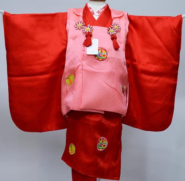 七五三 三歳 女児 正絹 被布着物フルセット 半衿伊達襟付き お仕立て無料