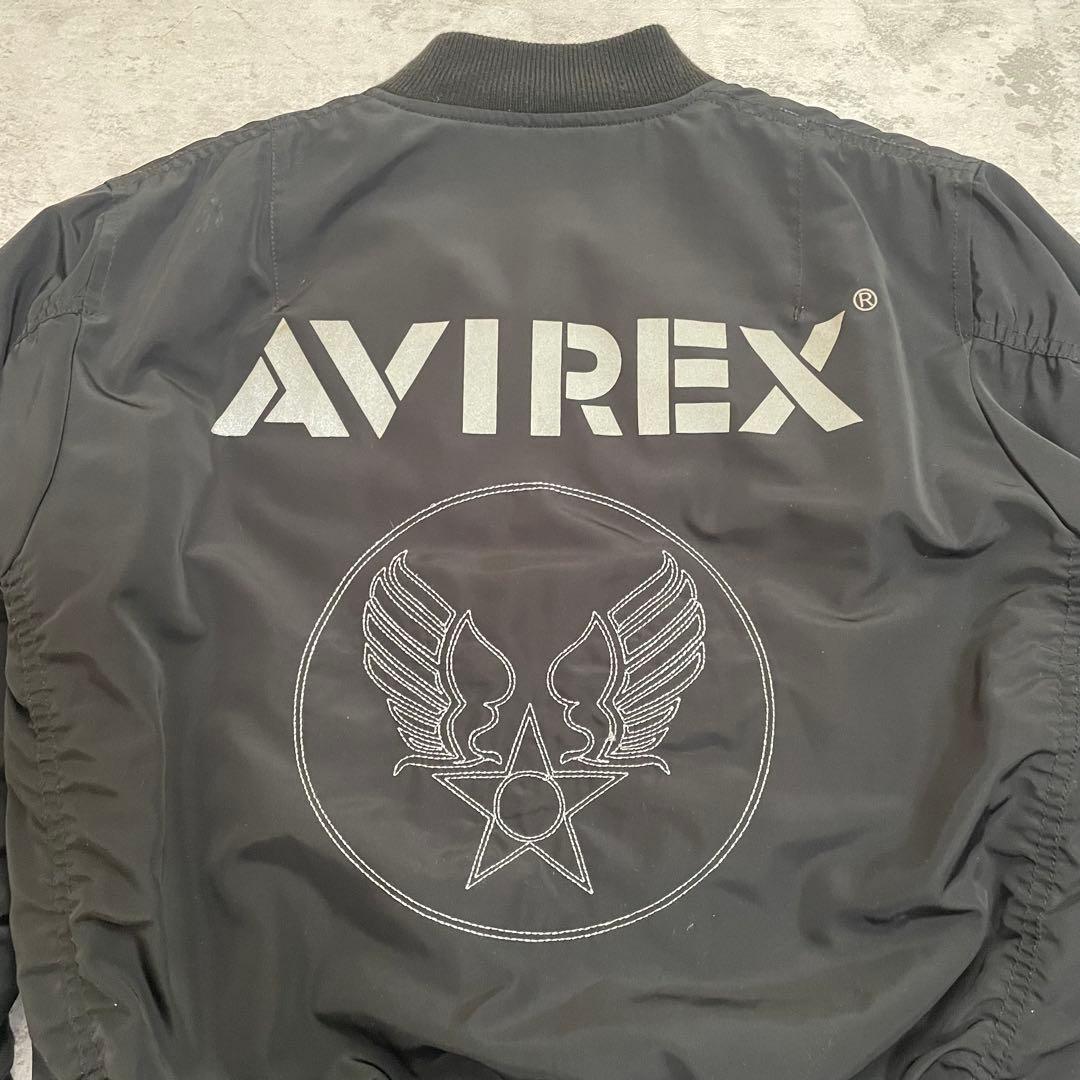 AVIREX MA-1 フライトジャケット ロゴ リバーシブル 短丈 ブルゾン