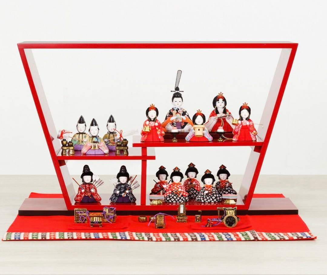 新品未使用　木目込み　雛人形　15人飾り　①