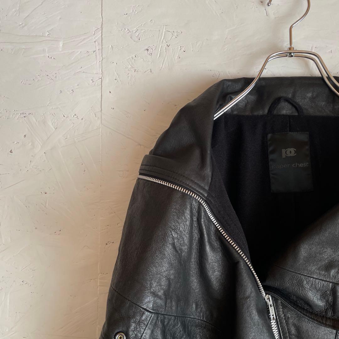 【paper chest】変形レザージャケット　ライダース　豚革　黒