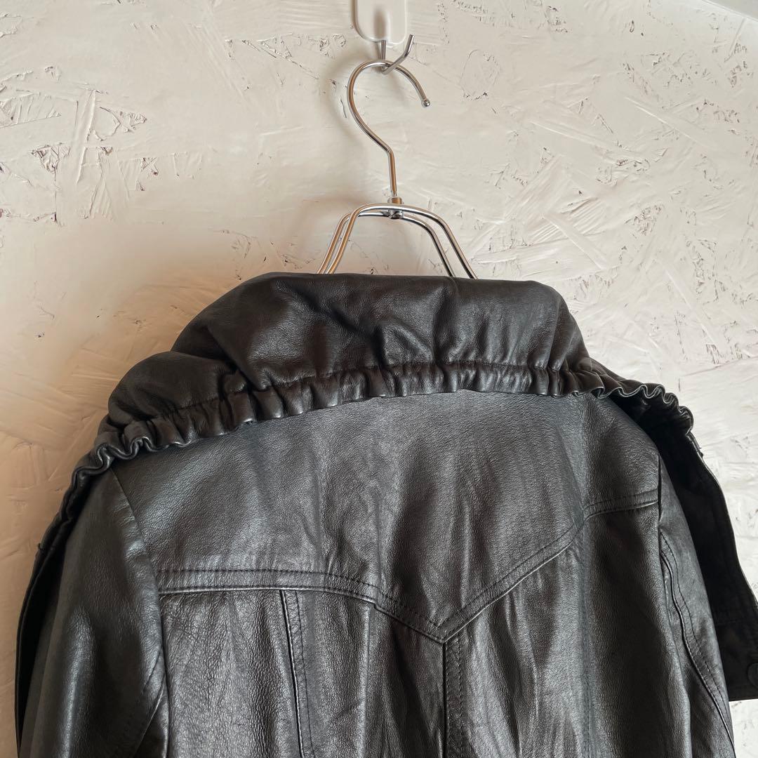 【paper chest】変形レザージャケット　ライダース　豚革　黒