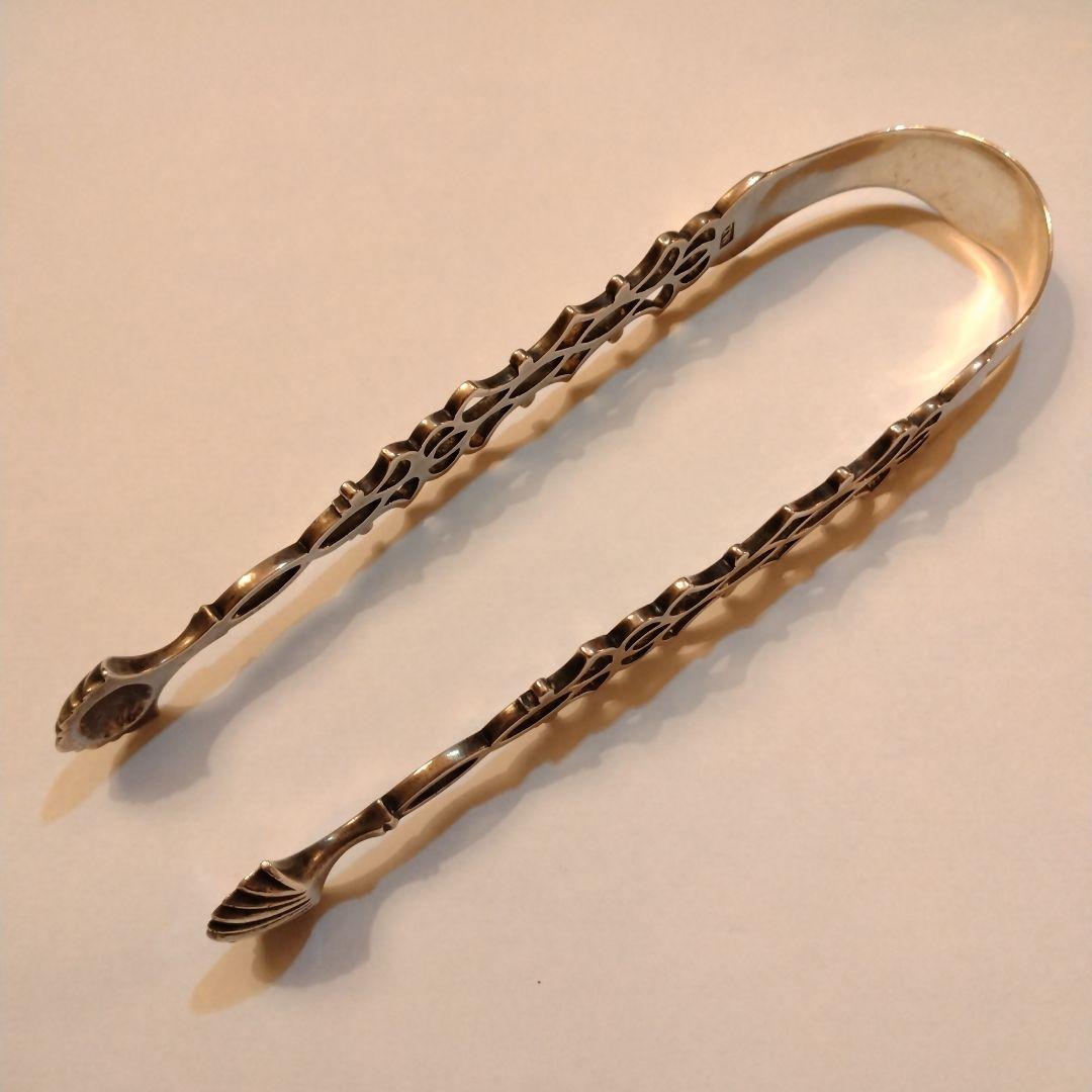 最終値下げ　イギリス　純銀　シュガートング　ピアス（透かし）入り　1780年頃