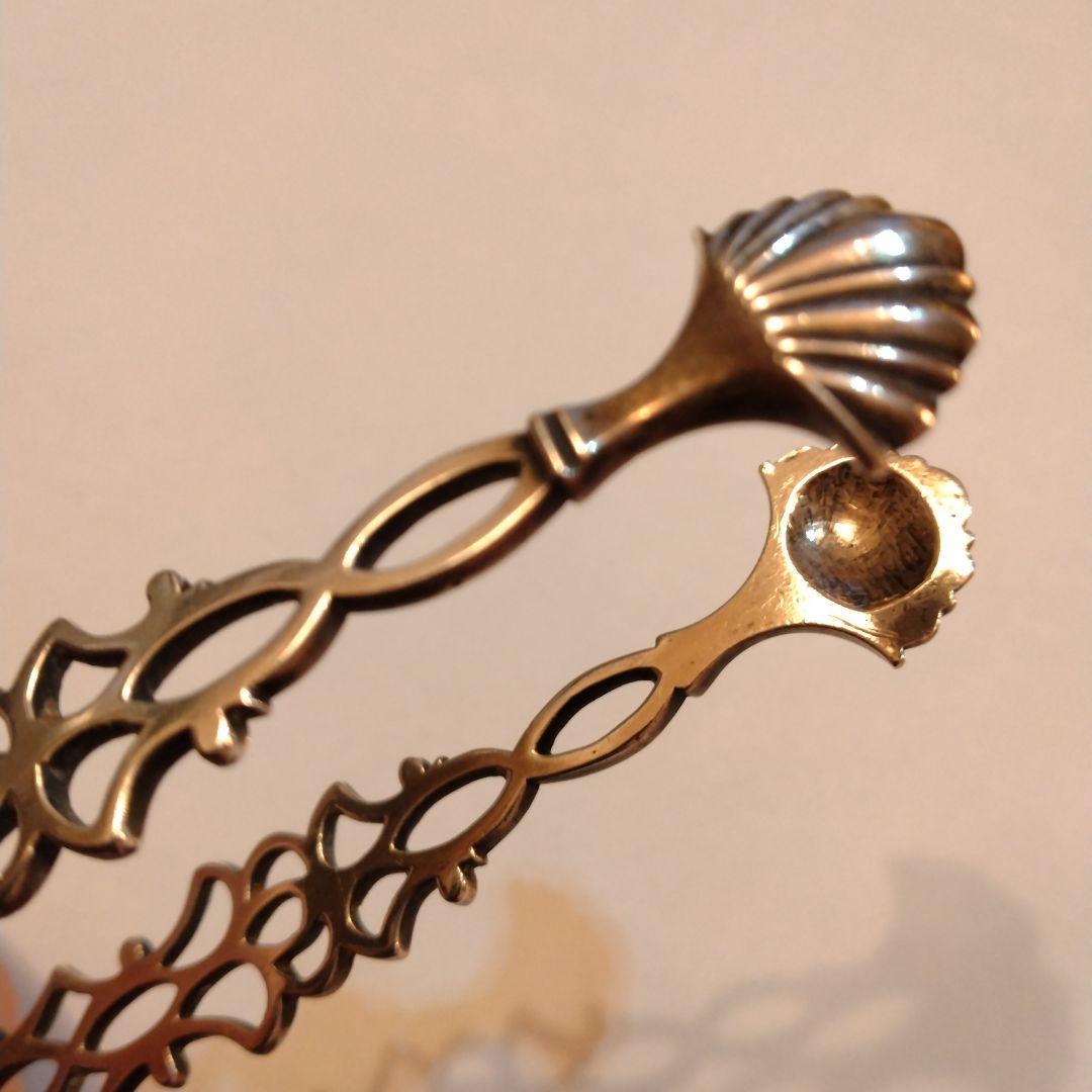 最終値下げ　イギリス　純銀　シュガートング　ピアス（透かし）入り　1780年頃