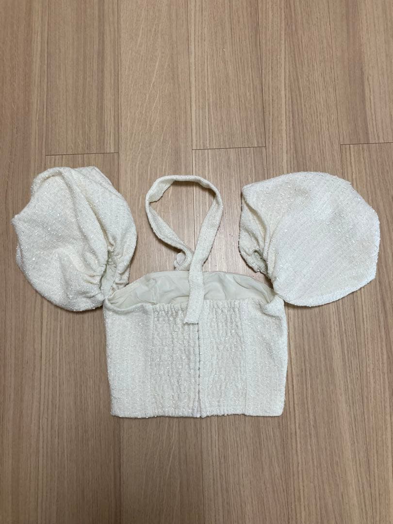 Darich ホルターネックオフショルツイードトップス ホワイト サイズF