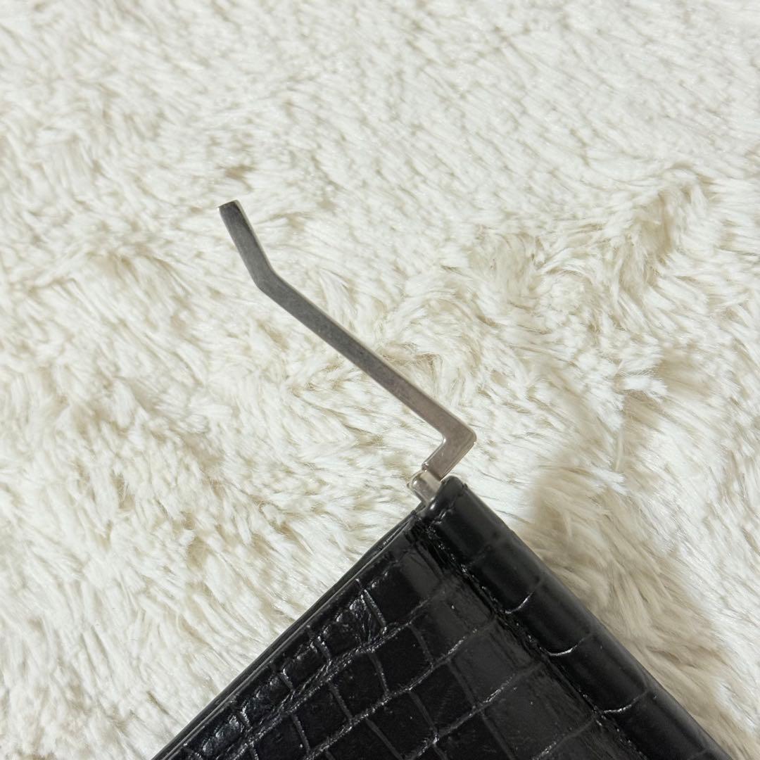 ⭐️専用⭐️　サンローラン　クロコ型押し　マネークリップ　ブラック　レザー