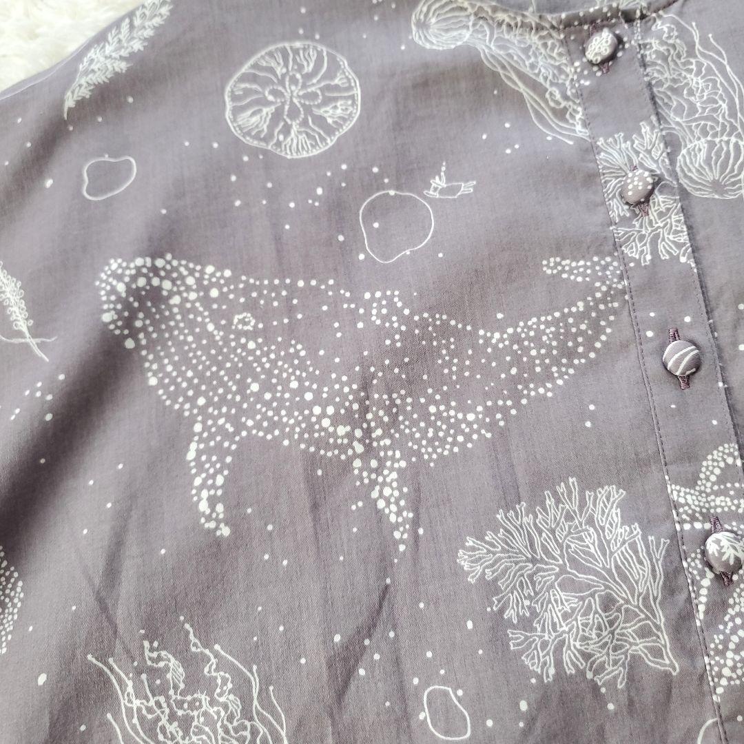 美品 マーブルシュッド Diving コットンサテンブラウス グレー ワイド