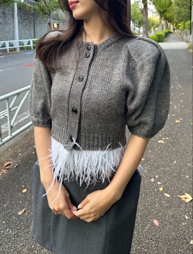 cygne フェザーニットカーディガン Maxine