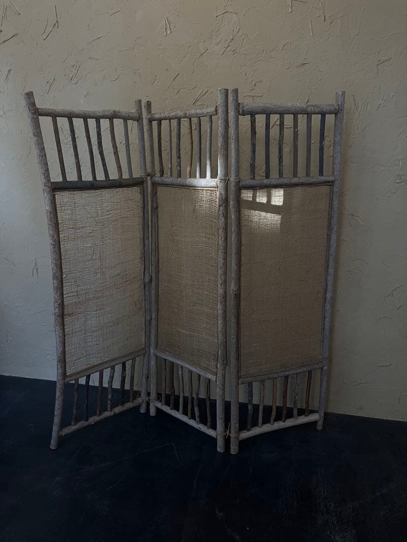 衝立 プリミティブ 自然素材 三つ折り パーテーション 3パネル ついたて