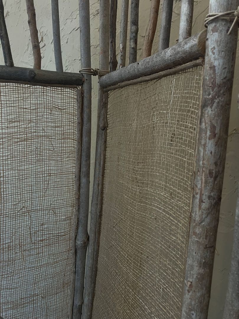 衝立 プリミティブ 自然素材 三つ折り パーテーション 3パネル ついたて