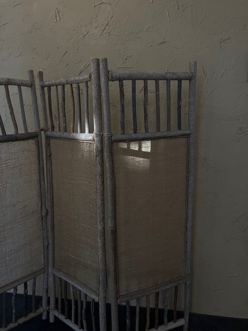 衝立 プリミティブ 自然素材 三つ折り パーテーション 3パネル ついたて