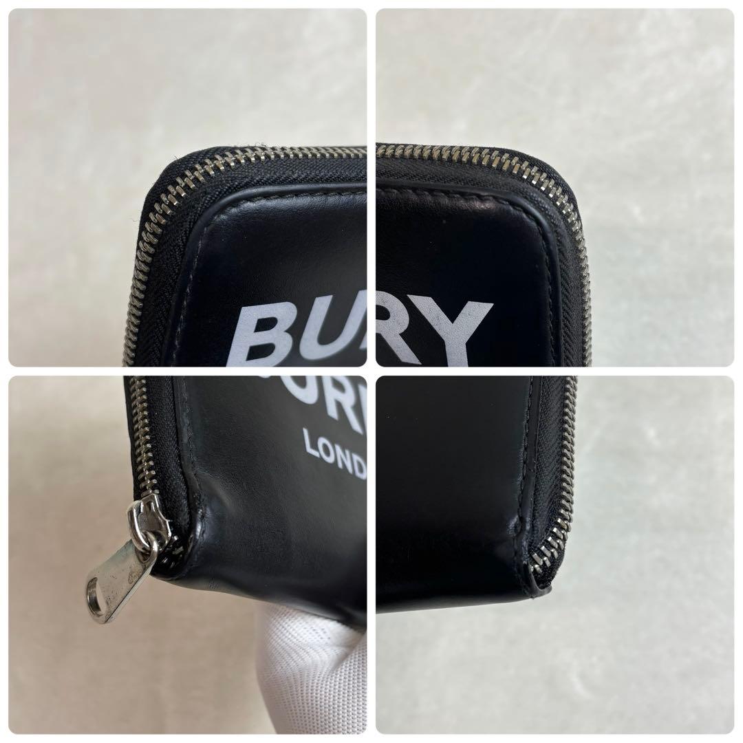 BURBERRY バーバリー　長財布　ラウンドジップ　黒　ロゴプリント　レザー