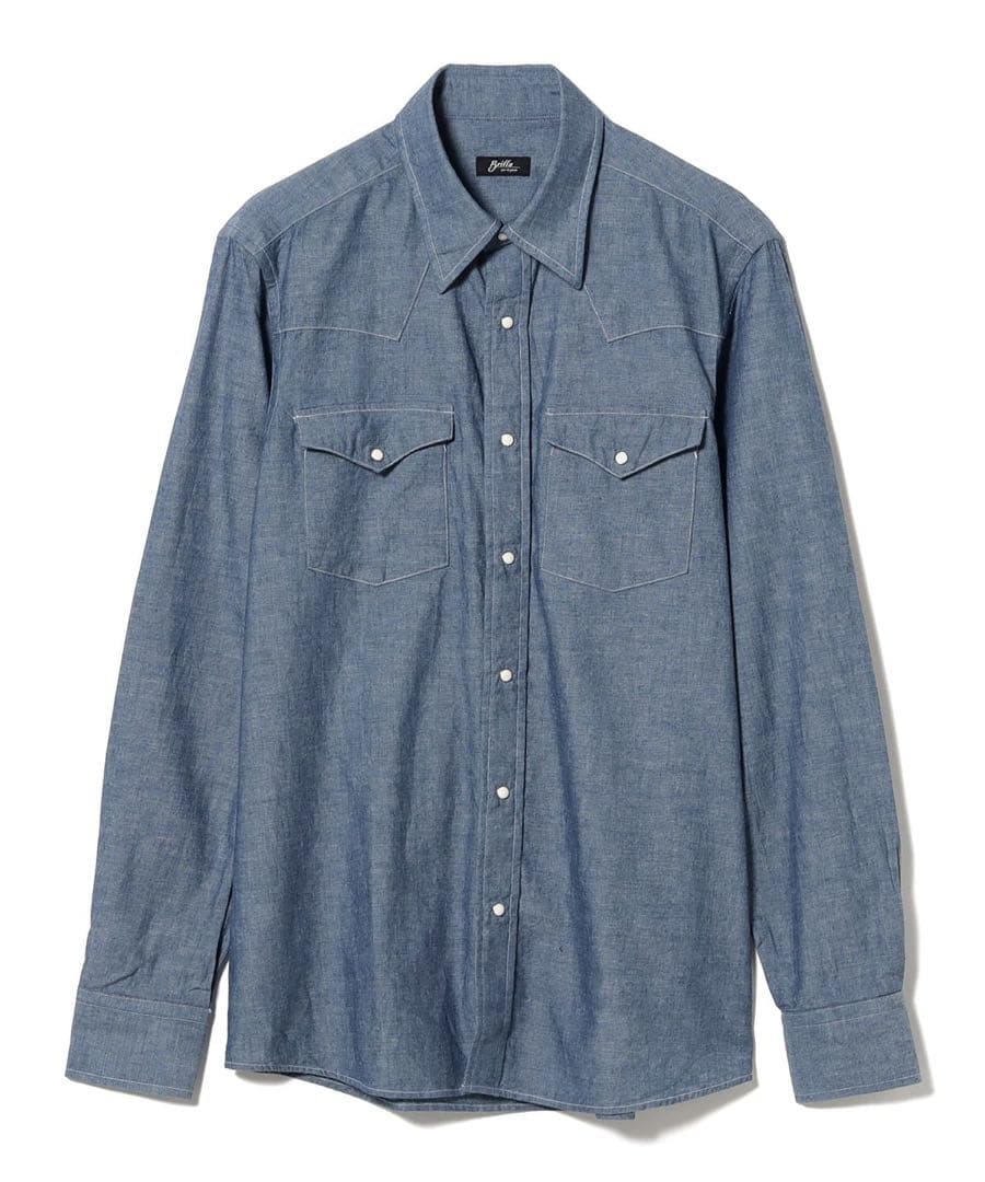 Brilla per il gusto コットン シャンブレー ウエスタンシャツ