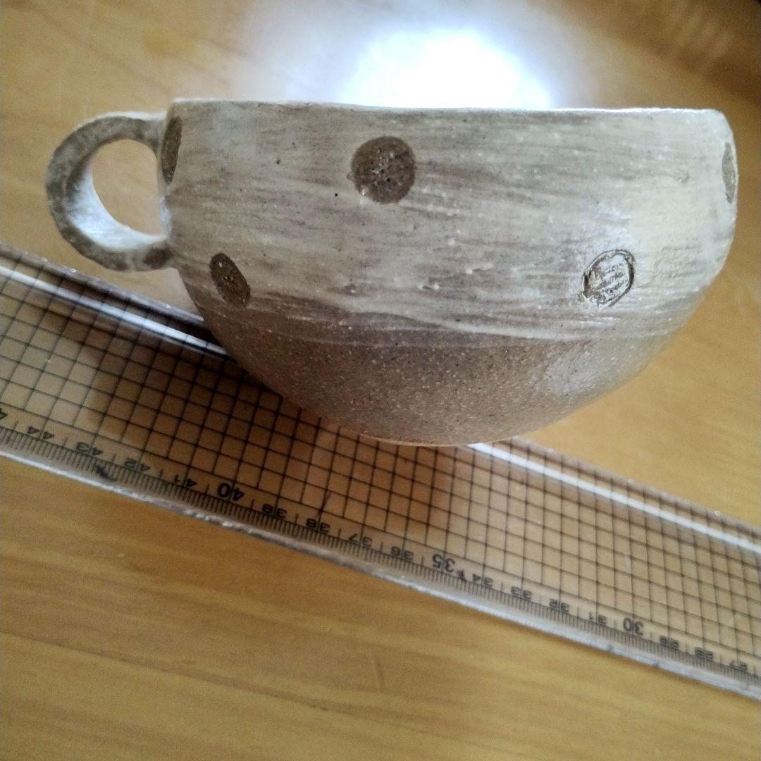 湯布院　HOMME BLUE CAFE スープカップ　陶器　水玉　ドット