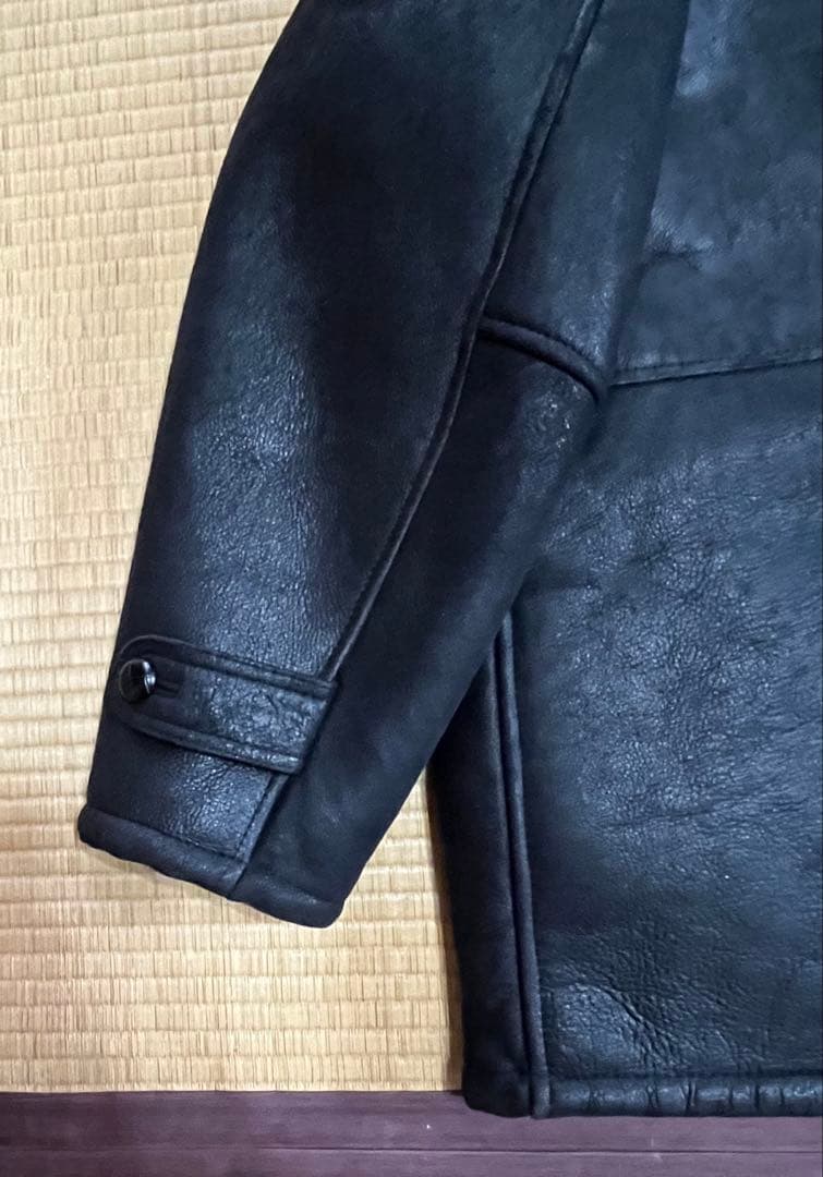 羊革　肉厚　ムートンコート ブラック