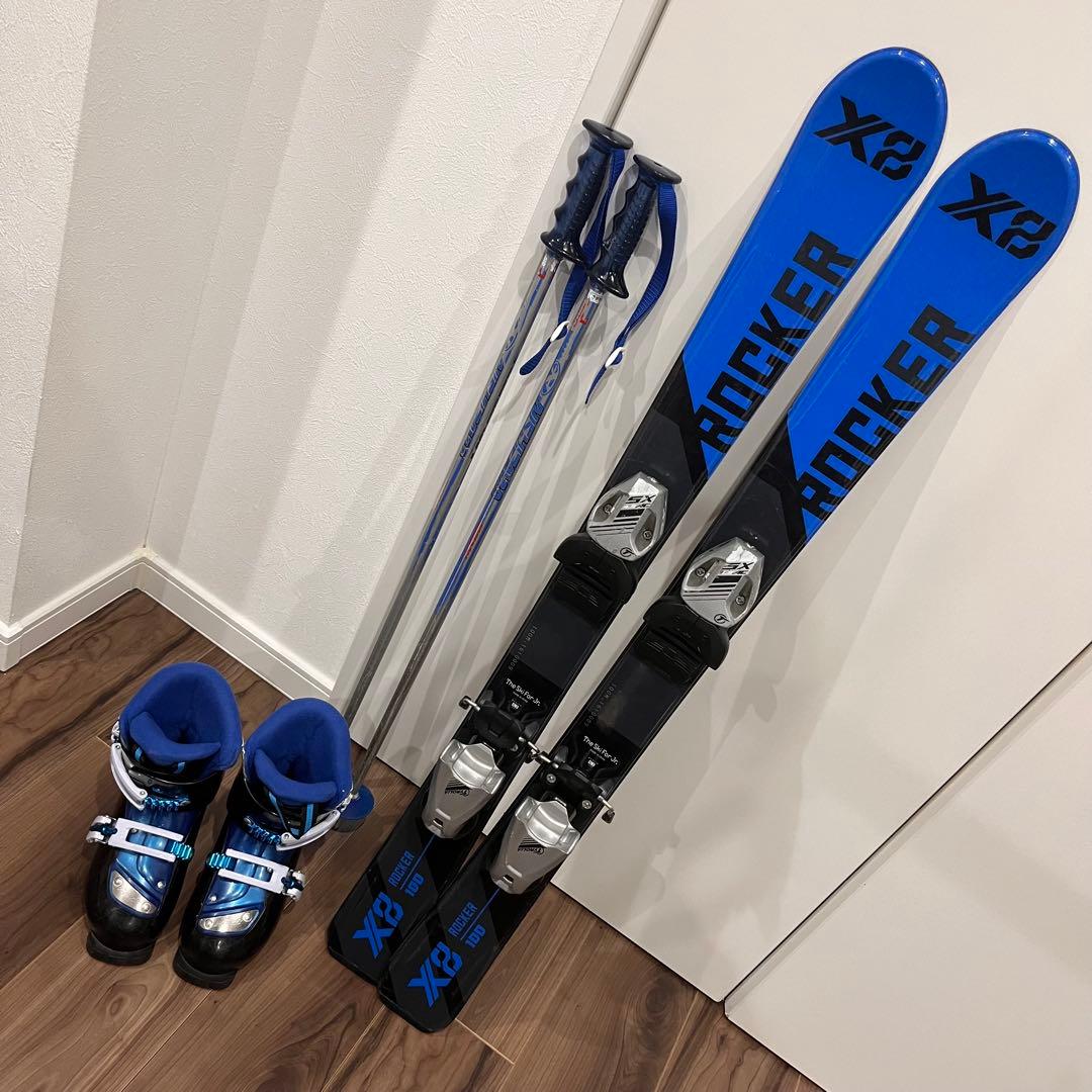 ジュニアスキーROCKER X8 板　ブーツ19㎝　ストック80スキー3点セット