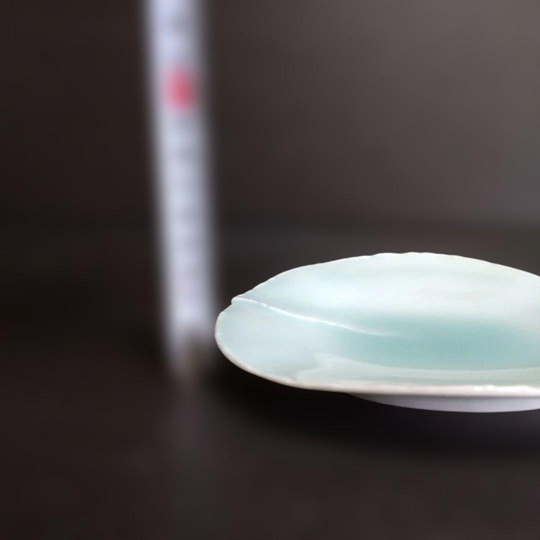 新品 有田焼 藤巻製陶 青白磁 銘々皿５枚 継ぎ合わせ　 楕円形 取皿　お祝い