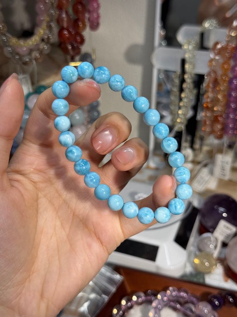 ラリマー ビーズブレスレット ライトブルー