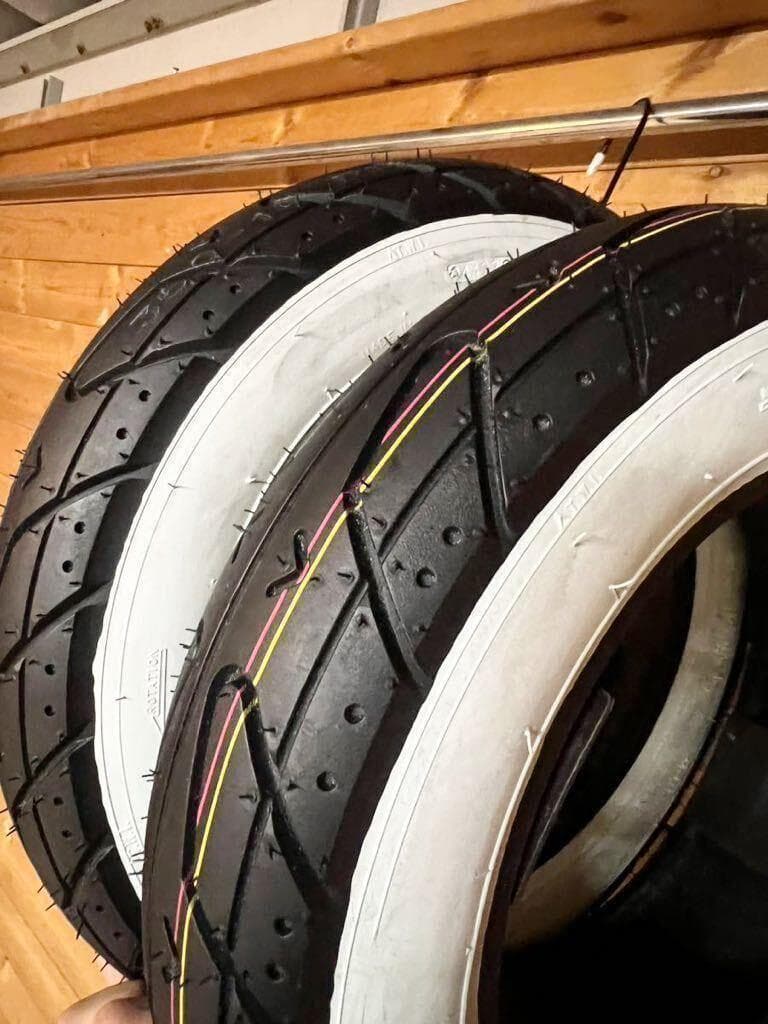 ホワイトリボンタイヤ2本セット 3.50-10 (ベスパ DAX シャリー ）